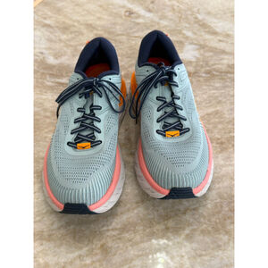 Hoka One womans 9.5 One Bondi 7 Athletic Shoes Light Blue Orange.
